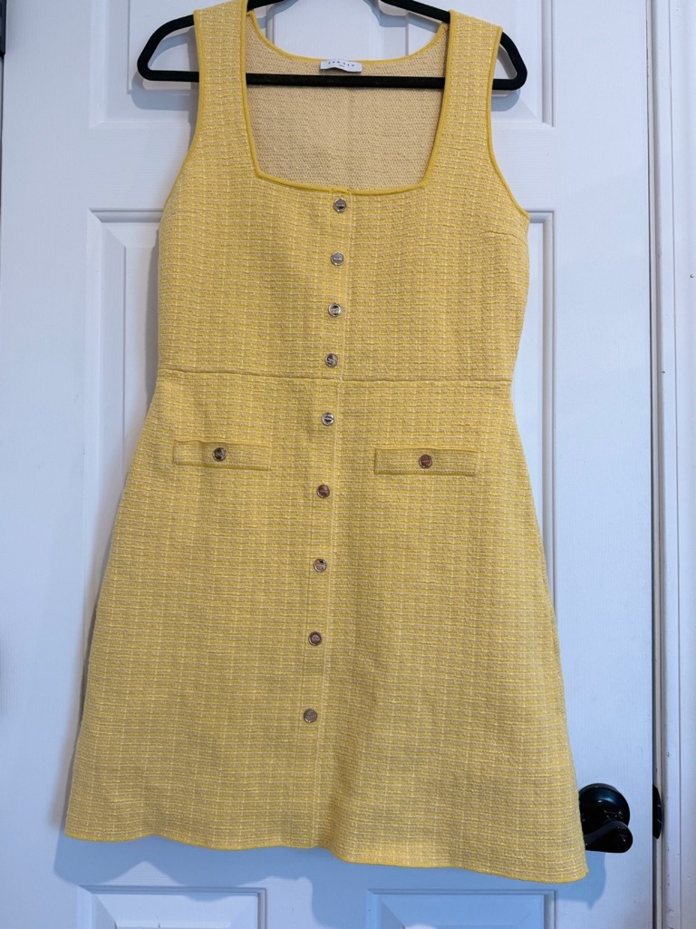 Sandro Yellow Textured Mini Shift Dress - Picture 8 of 13